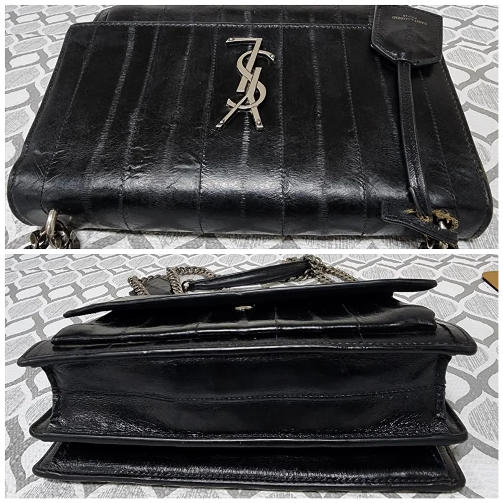 Saint Laurent Sunset eel crossbody bag Black